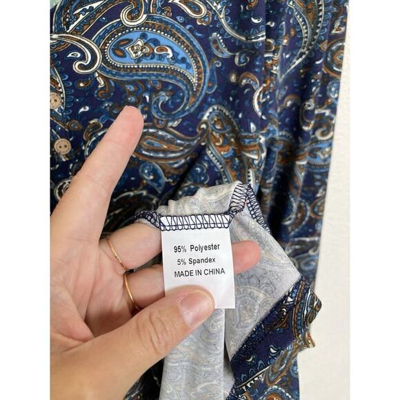 Tralilbee Women Blouse Top Sz 2X Paisley Print Multicolor Pullover Poly Blend - Picture 4 of 5
